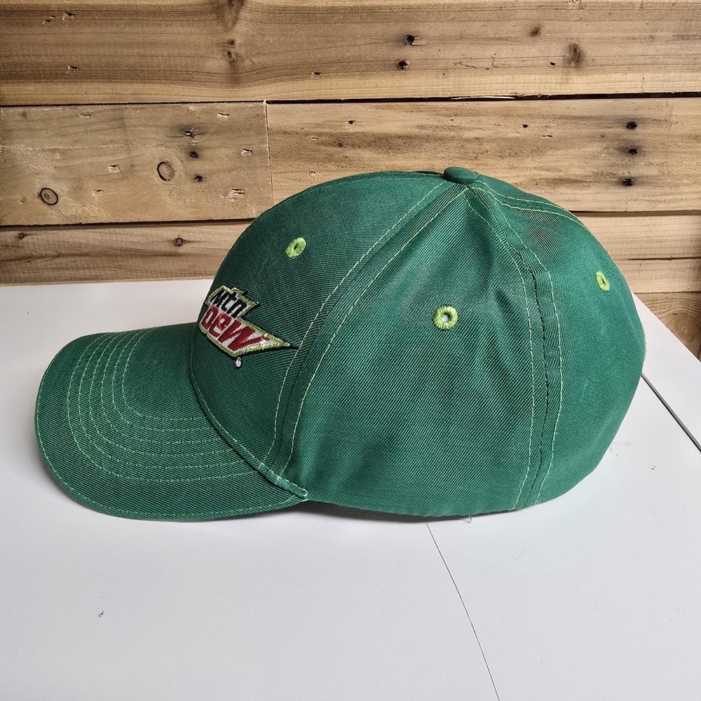 Mountain Dew Hat Cap Strap Back Green Embroidered Soda Advertising Mens Classic - Picture 4 of 8